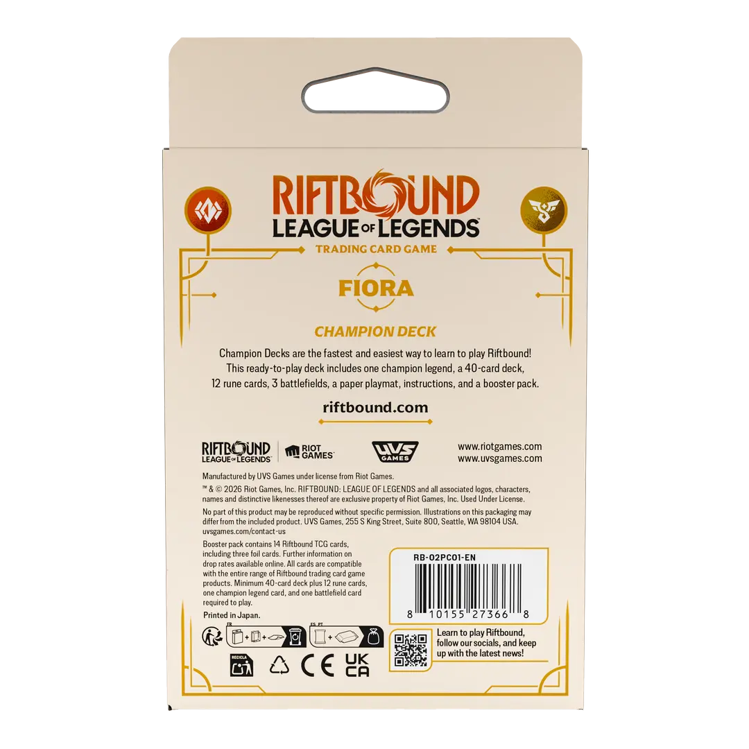 Riftbound Spiritforged Fiora Champion Deck (League of Legends TCG)