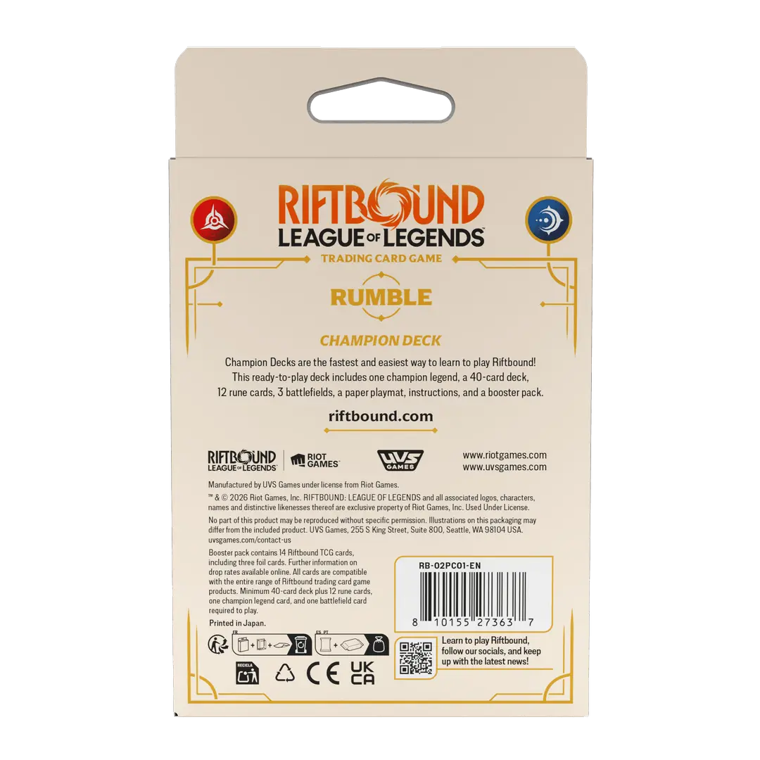 Riftbound Spiritforged Rumble Champion Deck (League of Legends TCG)